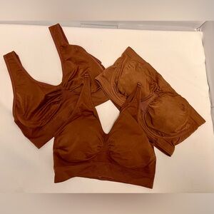 NEW Women's Seamless Brown Bralette Set of 3 Bras by Rhonda Shears 1X
